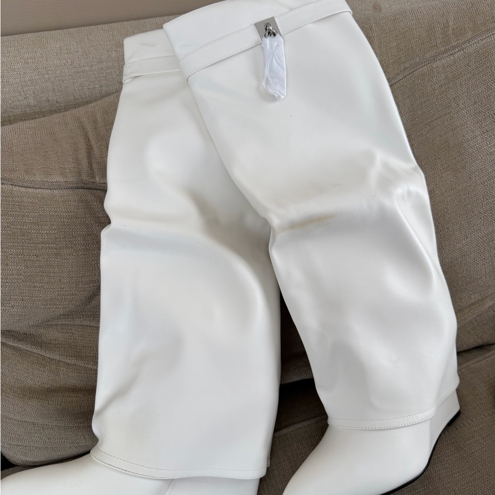 White Knee-High Leather Boots